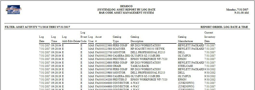 activity log report